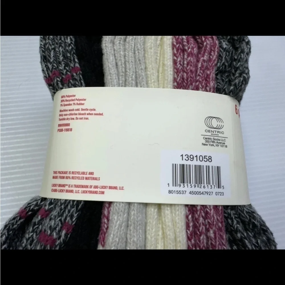 Lucky Brand Womens Pack of 6 Super Soft Boot Socks Size 5-10 Multi-Color